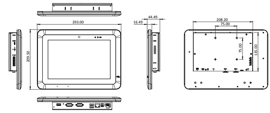 Mechanical Drawing - IEI Technology IOVU-210AD-RK39 Panel PCs